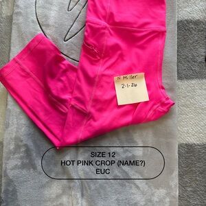 ZYIA women’s Hot Pink Crop Leggings